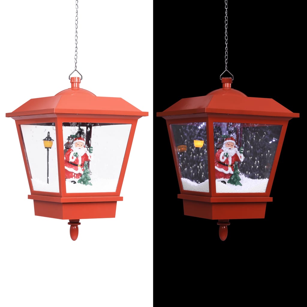Christmas Hanging Lamp with LED Light and Santa Red 27x27x45 cm