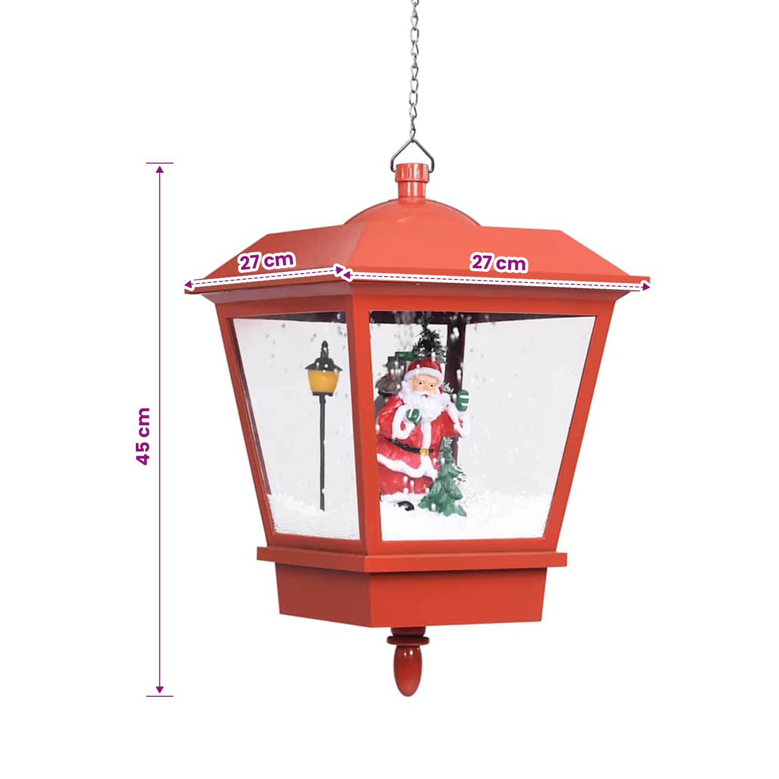Christmas Hanging Lamp with LED Light and Santa Red 27x27x45 cm
