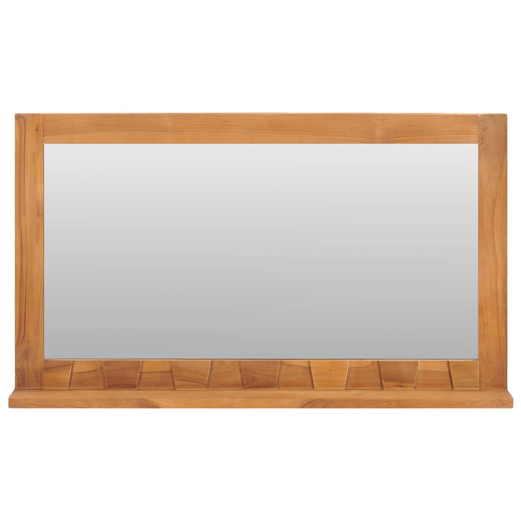 Wall Mirror with Shelf 100x12x60 cm Solid Teak Wood