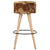 Bar Stools 2 pcs Brown Rough Mango Wood and Real Leather