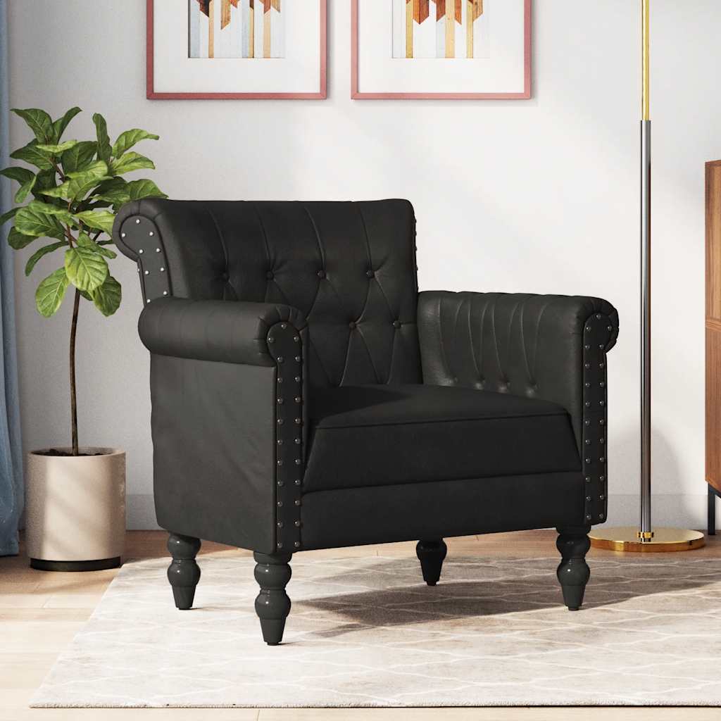 Armchair Black Real Goat Leather