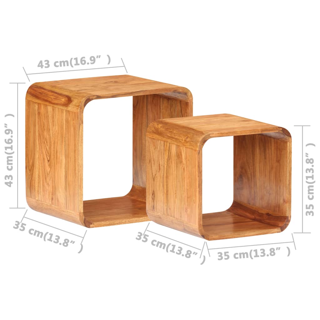 Side Tables 2 pcs Solid Acacia Wood Honey Finish