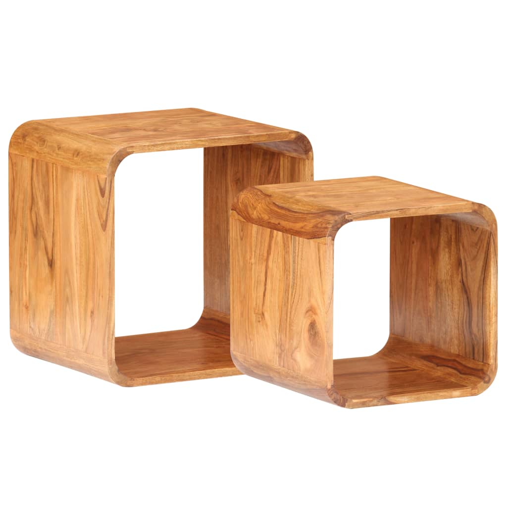 Side Tables 2 pcs Solid Acacia Wood Honey Finish