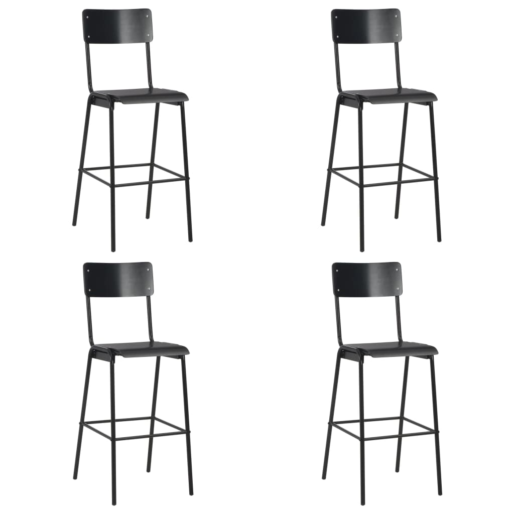 Bar Stools 4 pcs Black Solid Plywood Steel