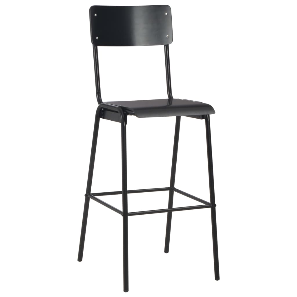 Bar Stools 4 pcs Black Solid Plywood Steel