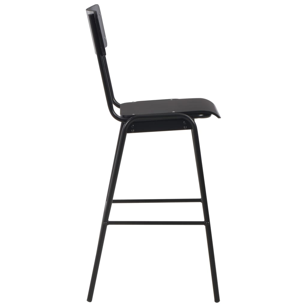 Bar Stools 4 pcs Black Solid Plywood Steel