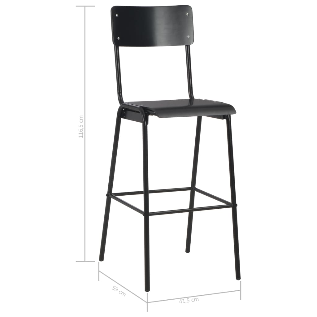 Bar Stools 4 pcs Black Solid Plywood Steel