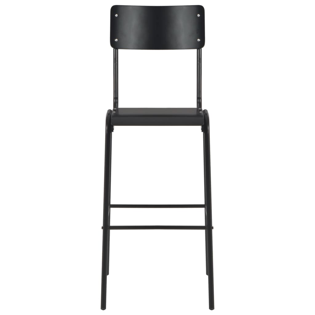 Bar Stools 6 pcs Black Solid Plywood Steel