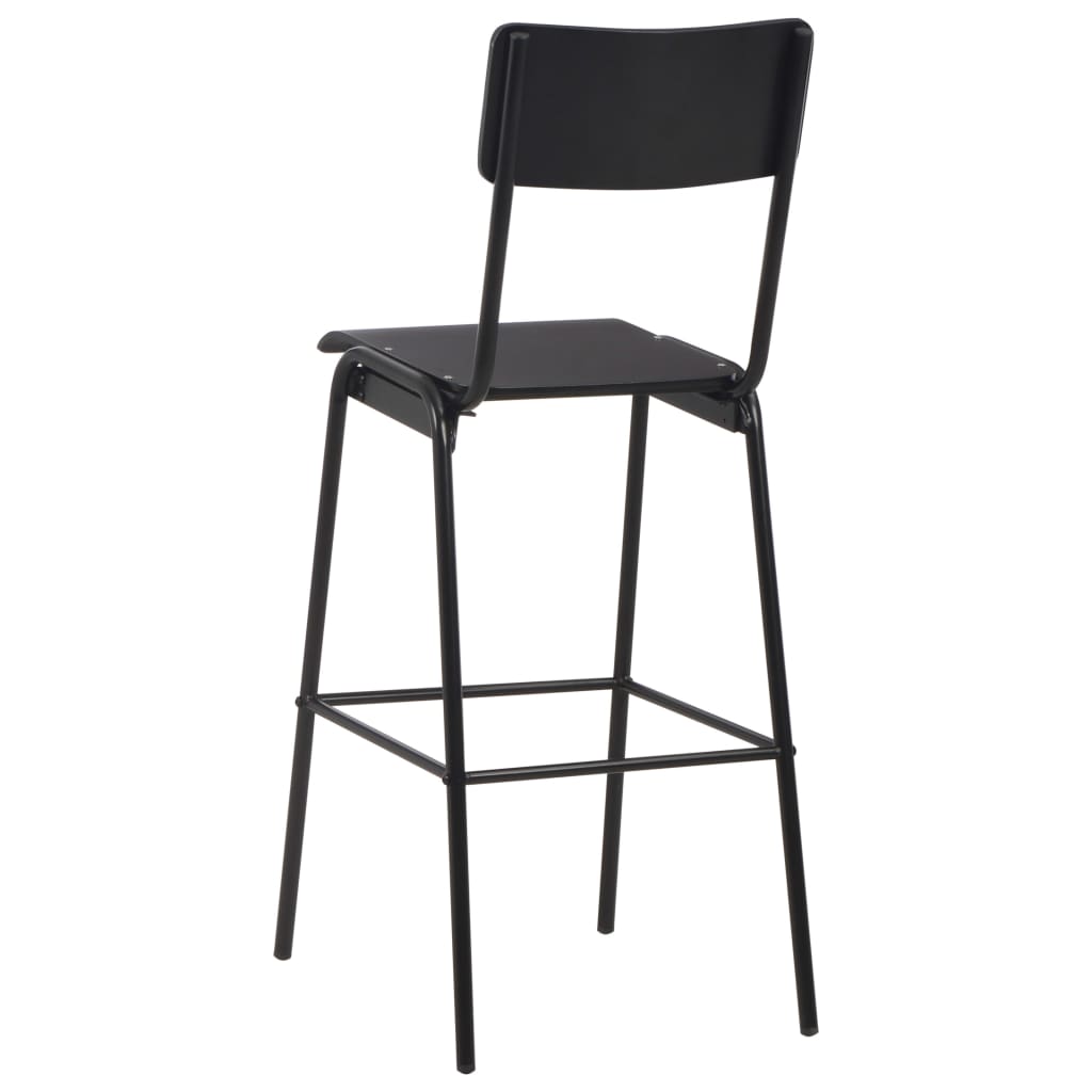 Bar Stools 6 pcs Black Solid Plywood Steel