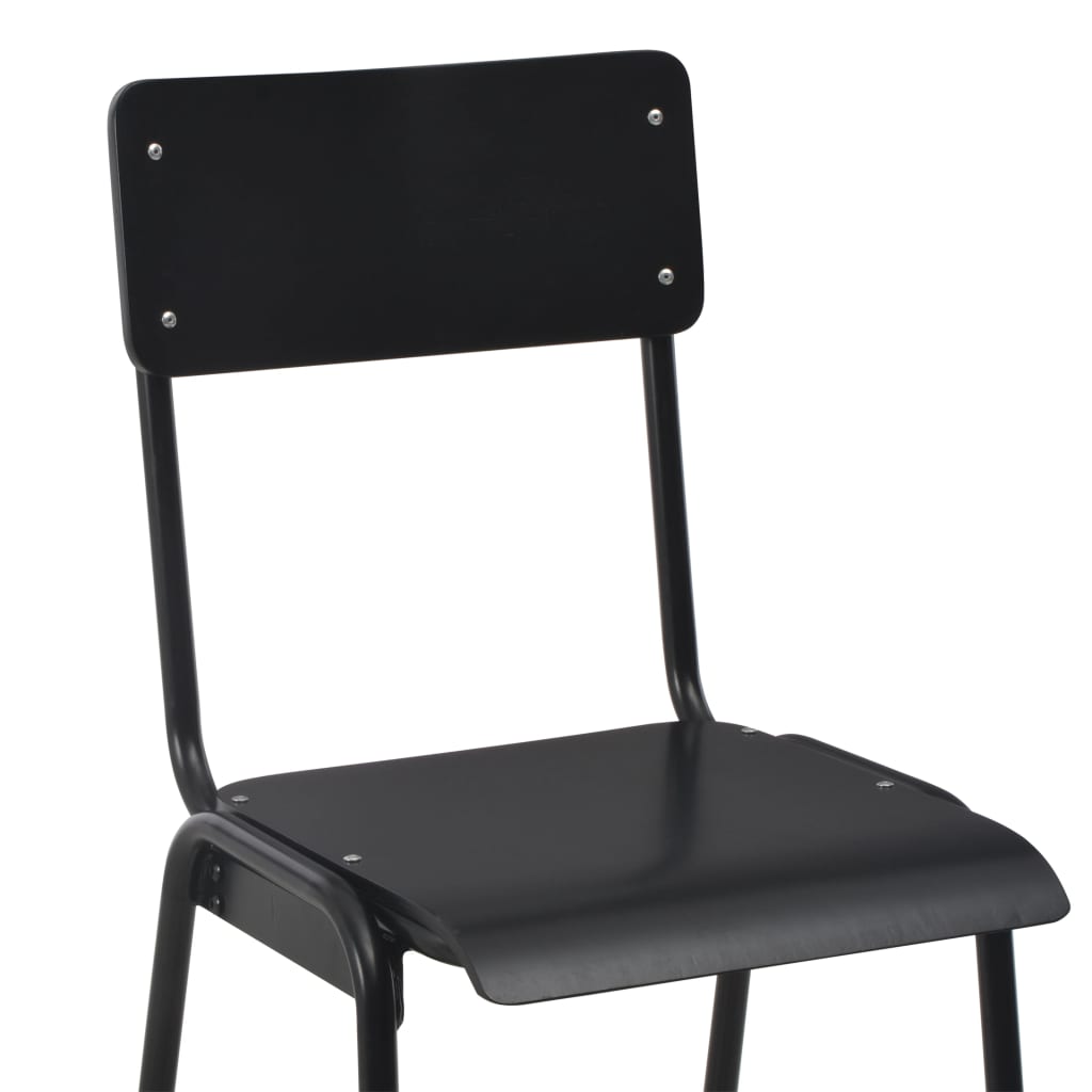 Bar Stools 6 pcs Black Solid Plywood Steel