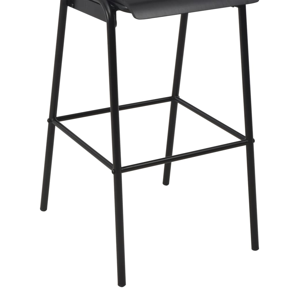 Bar Stools 6 pcs Black Solid Plywood Steel