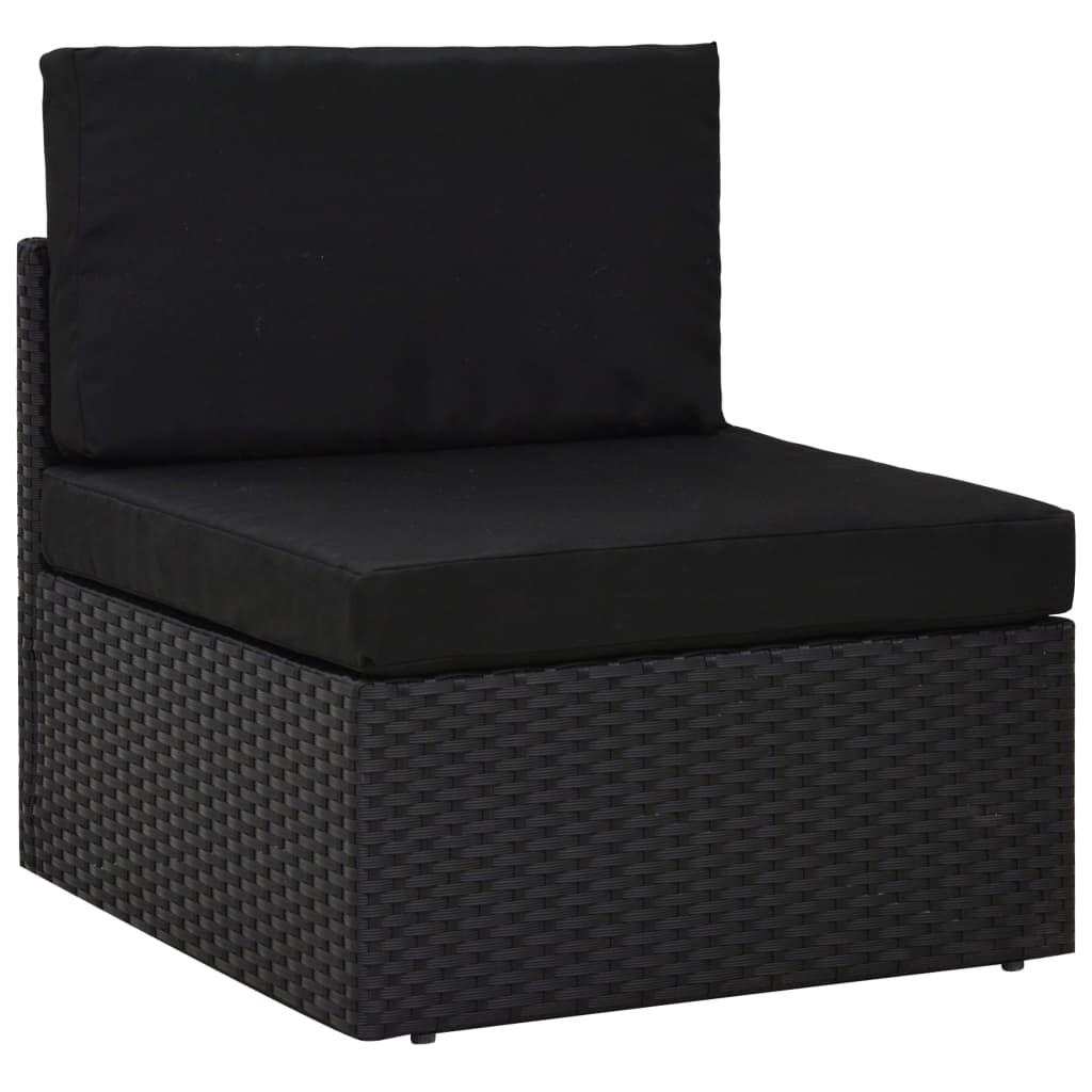 7 Piece Garden Lounge Set Poly Rattan Black