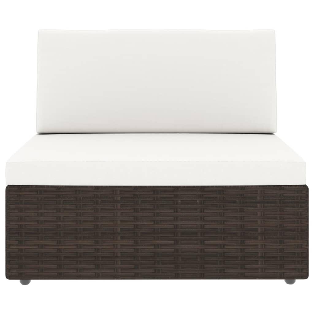 5 Piece Garden Lounge Set Poly Rattan Brown