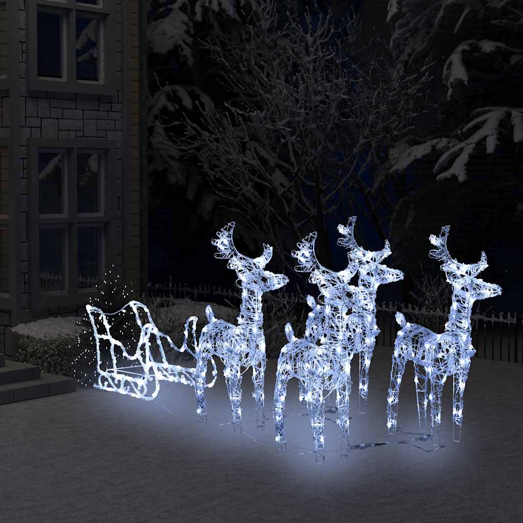 Reindeers &amp; Sleigh Christmas Decoration 280x28x55 cm Acrylic