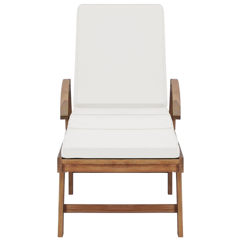 Sun Loungers with Cushions 2 pcs Solid Teak Wood Cream