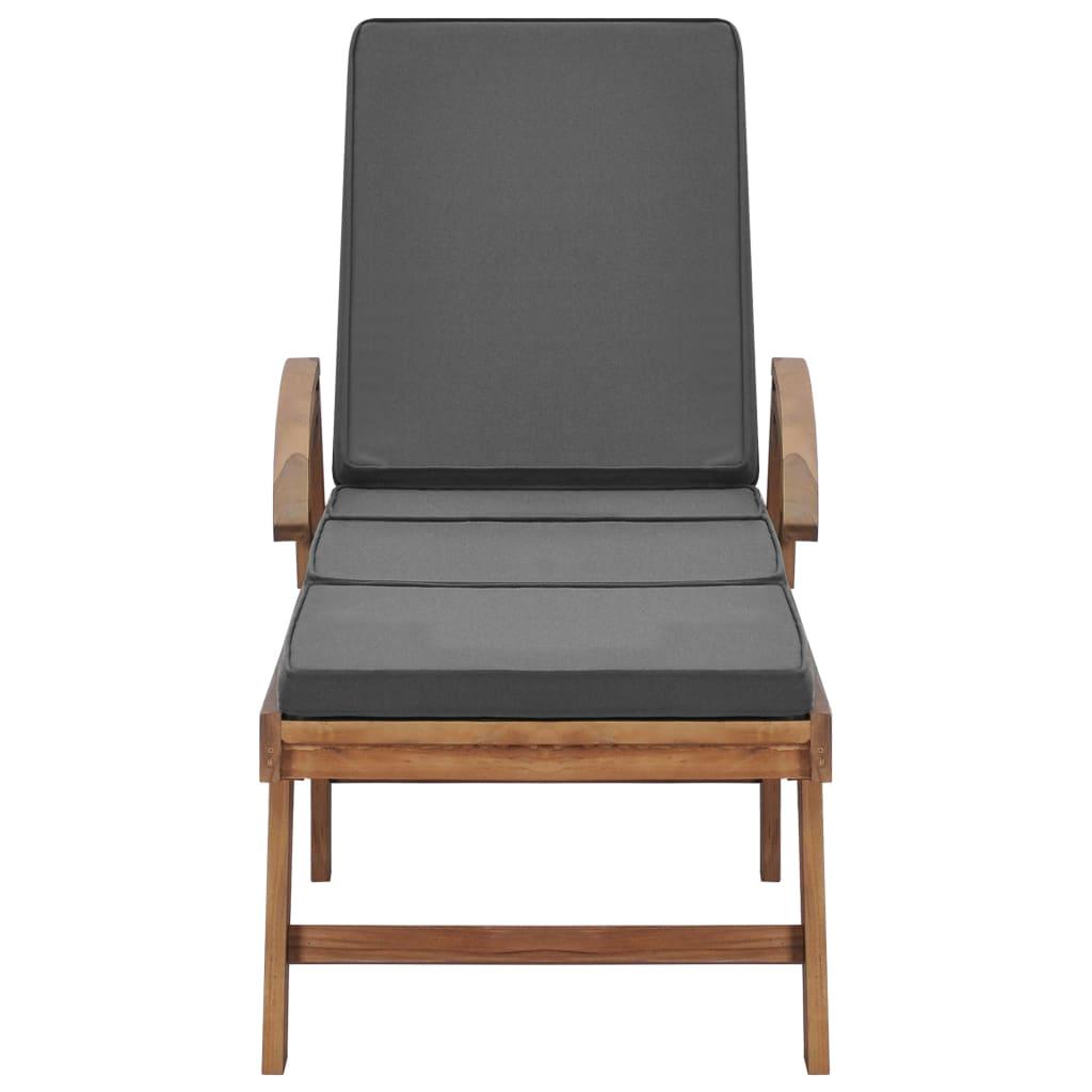 Sun Loungers with Cushions 2 pcs Solid Teak Wood Dark Grey