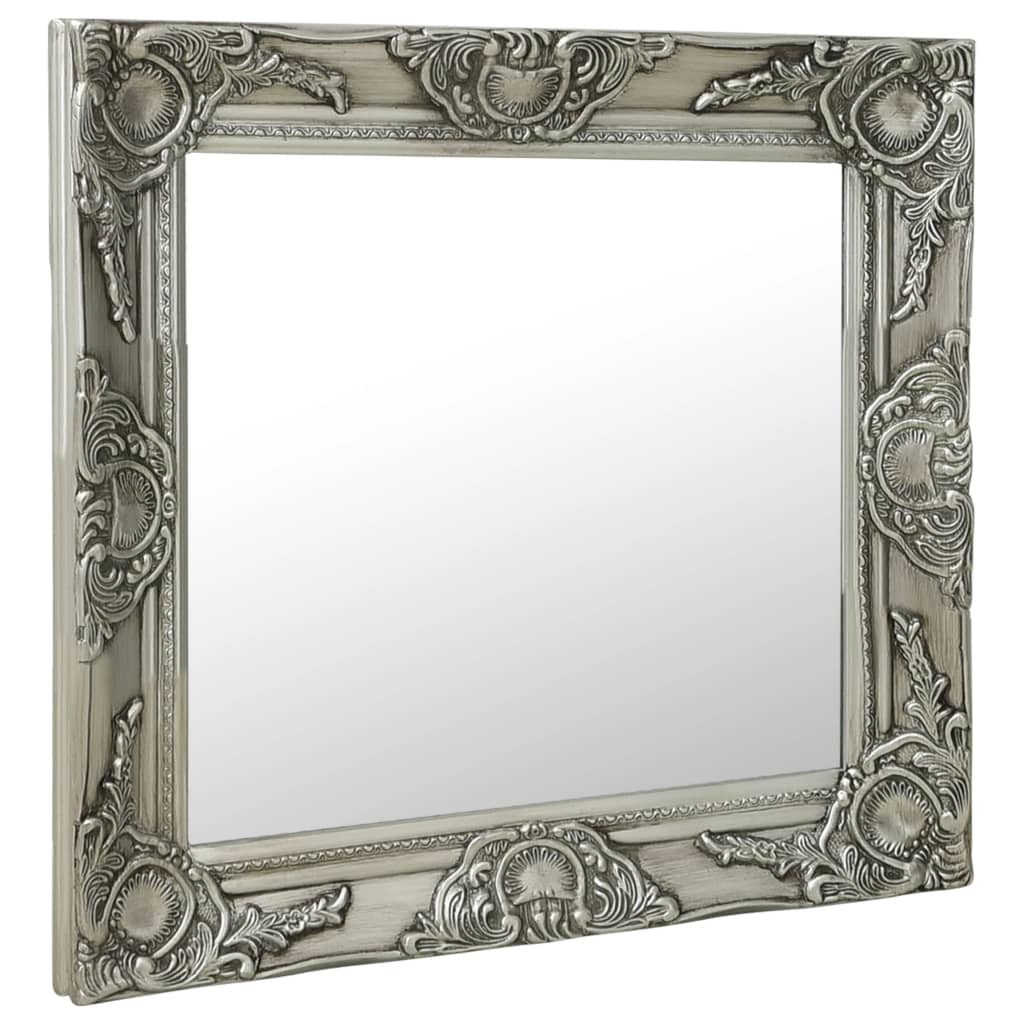 Wall Mirror Baroque Style 60x60 cm Silver