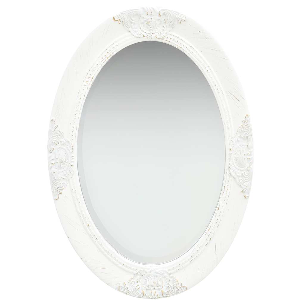 Wall Mirror Baroque Style 50x70 cm White