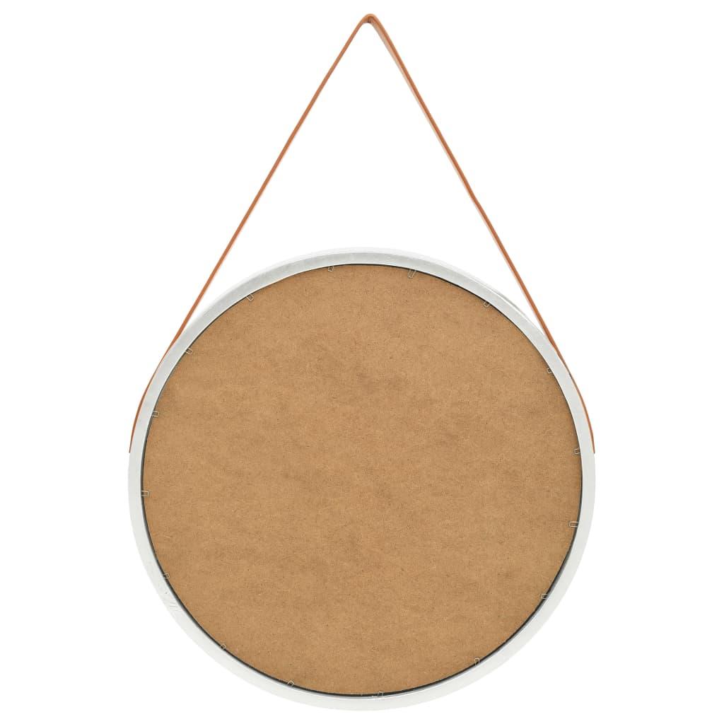 Wall Mirror with Strap 60 cm Silver