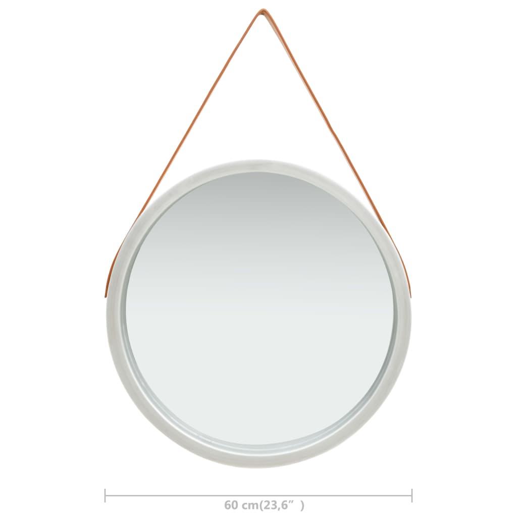 Wall Mirror with Strap 60 cm Silver