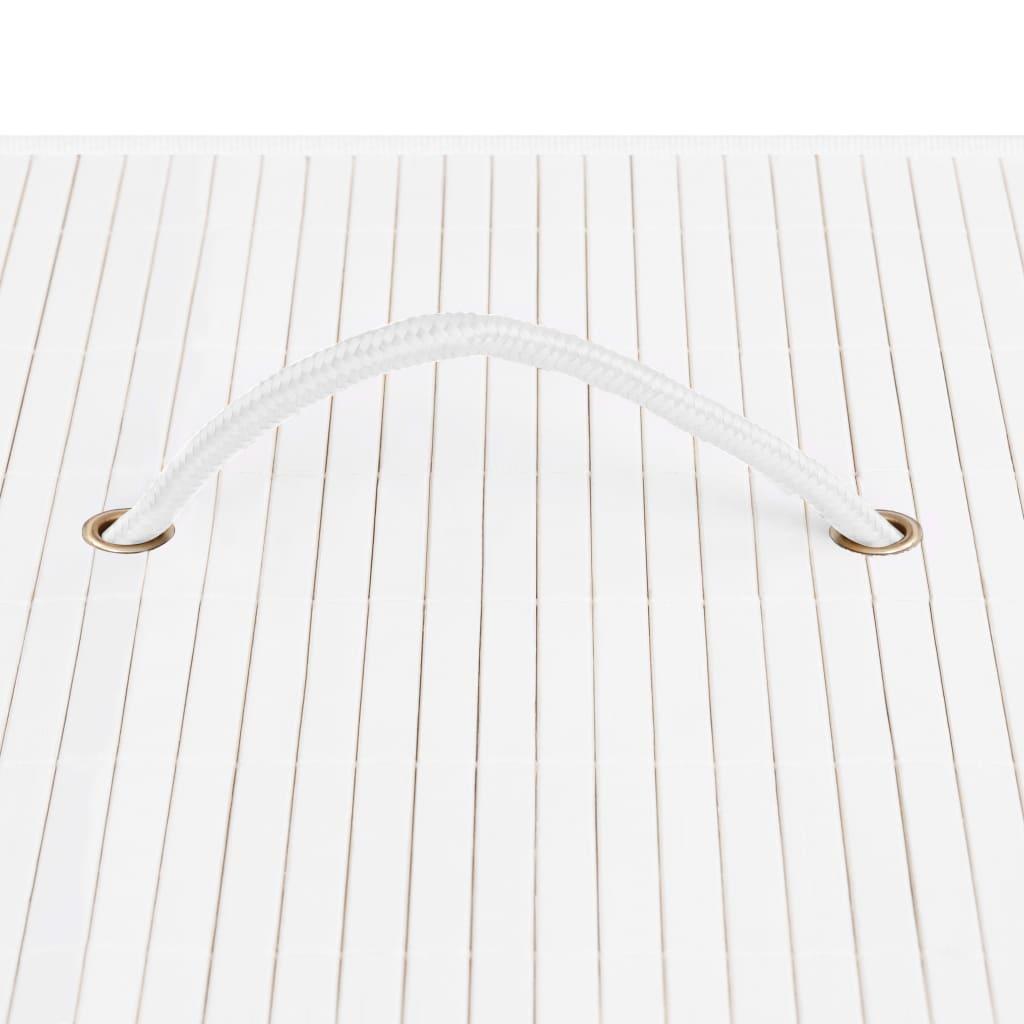 Bamboo Laundry Basket with 2 Sections White 72 L