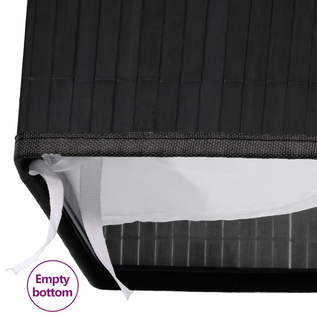 Bamboo Laundry Basket with 2 Sections Black 100 L