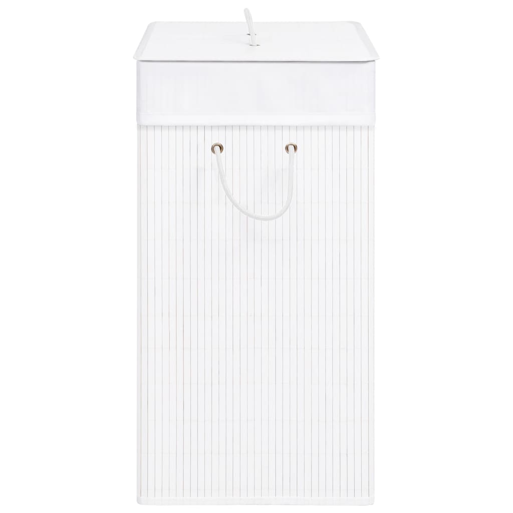 Bamboo Laundry Basket with Single Section White 83 L
