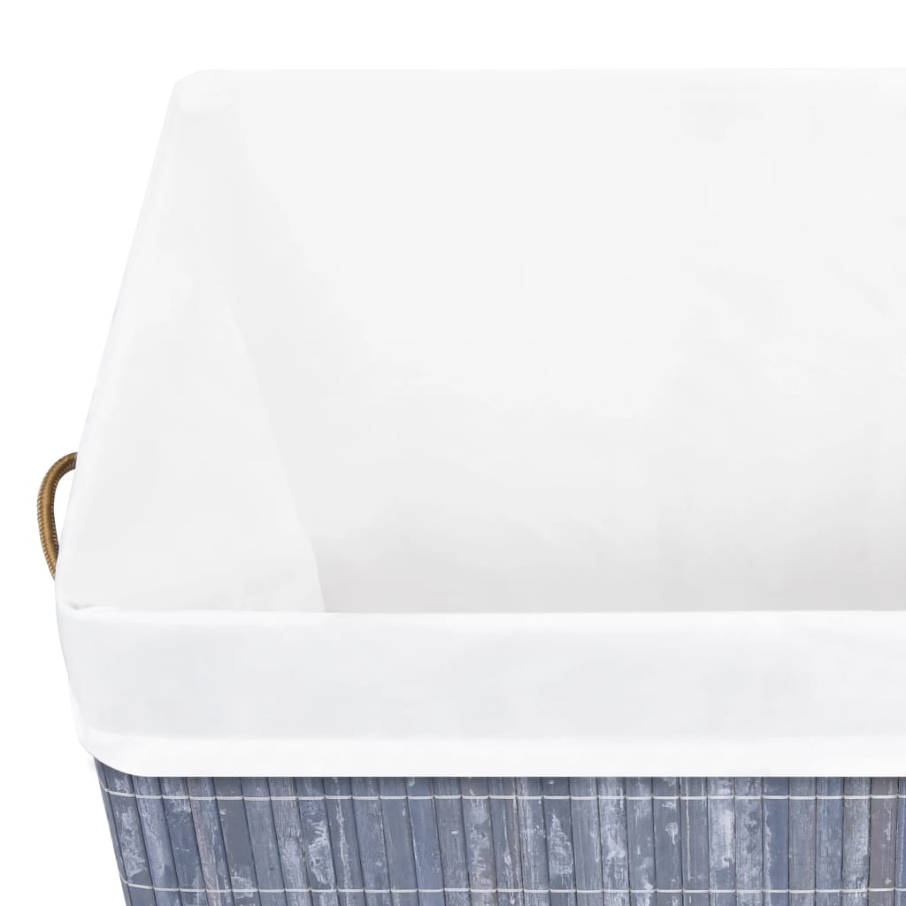 Bamboo Laundry Basket with Single Section Grey 83 L