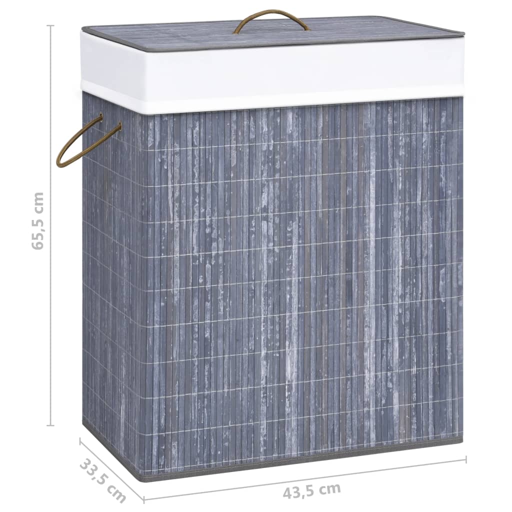 Bamboo Laundry Basket with Single Section Grey 83 L