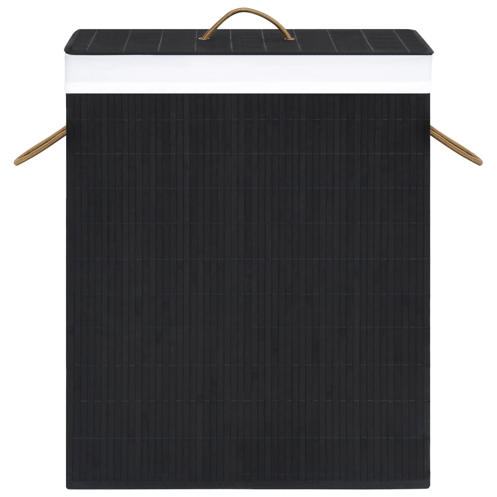 Bamboo Laundry Basket with Single Section Black 83 L