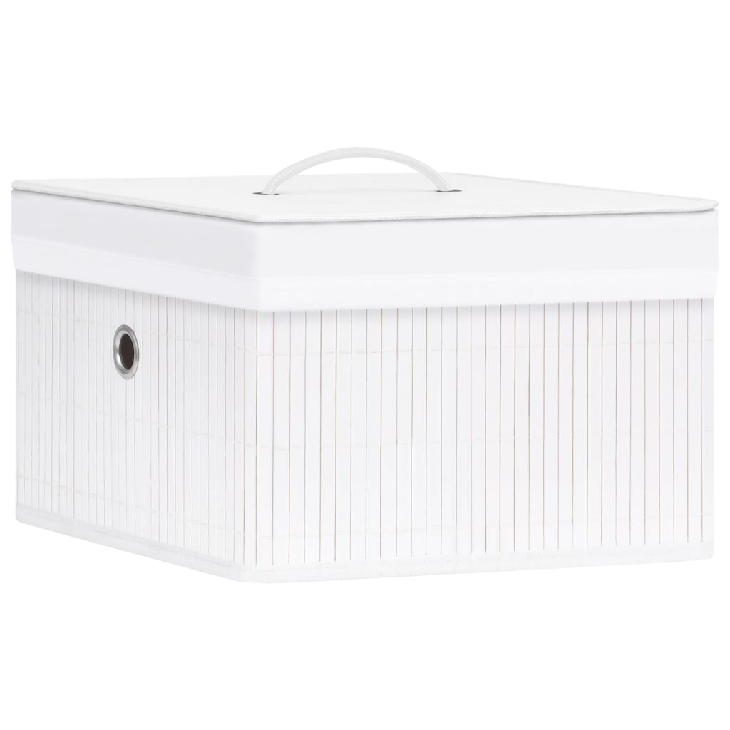 Bamboo Storage Boxes 4 pcs White