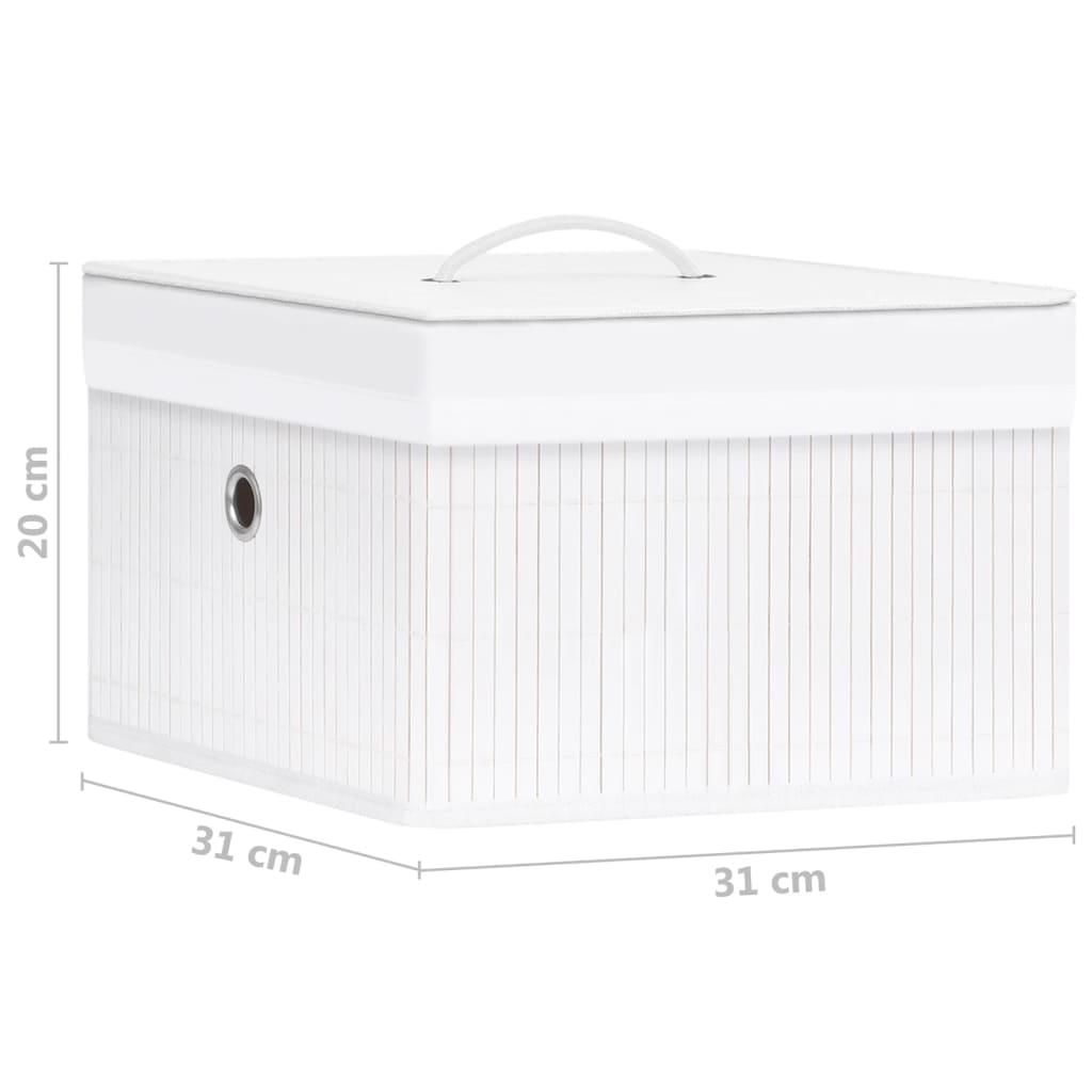 Bamboo Storage Boxes 4 pcs White