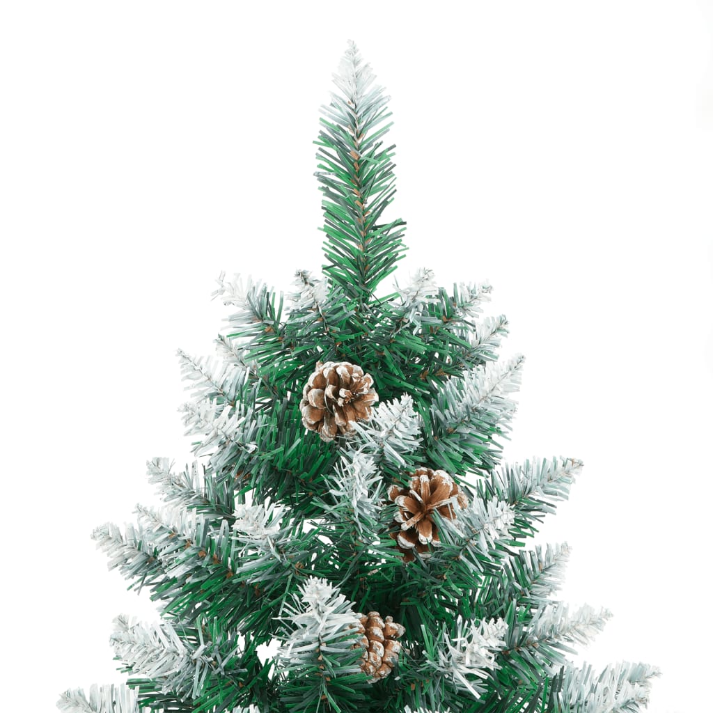 Slim Christmas Tree with Real Wood and White Snow Green 150 cm