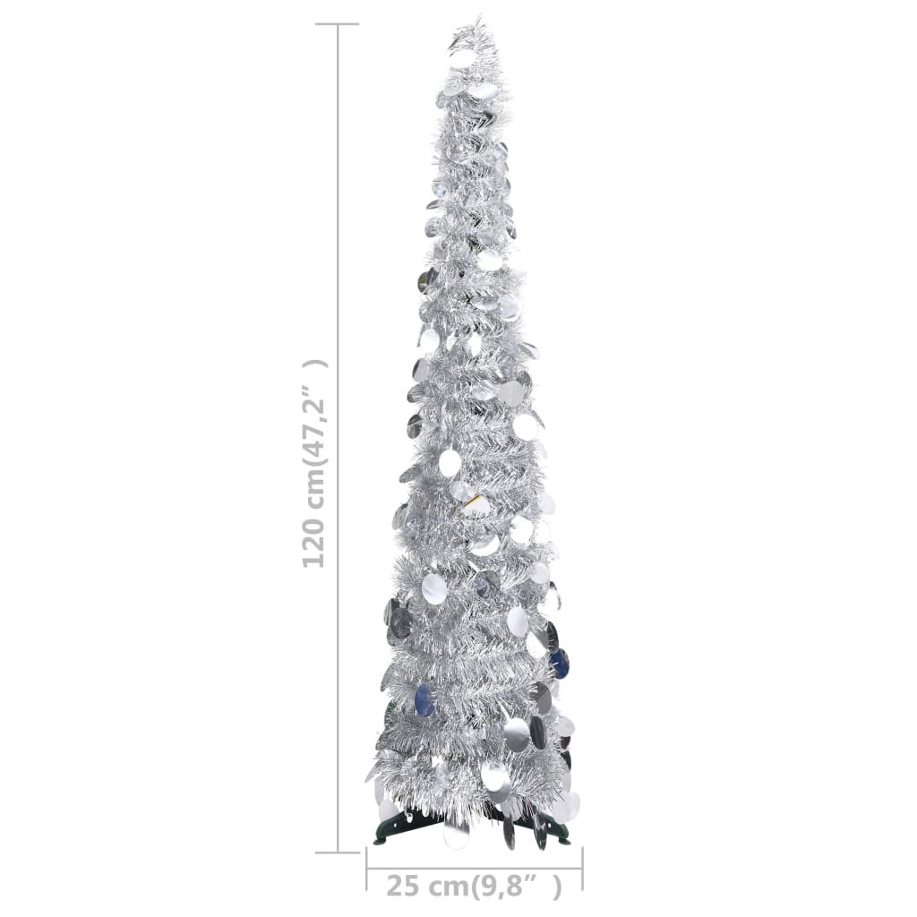 Pop-up Artificial Christmas Tree Silver 120 cm PET