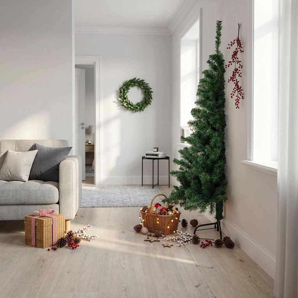 Artificial Half Christmas Tree with Stand Green 180 cm PVC