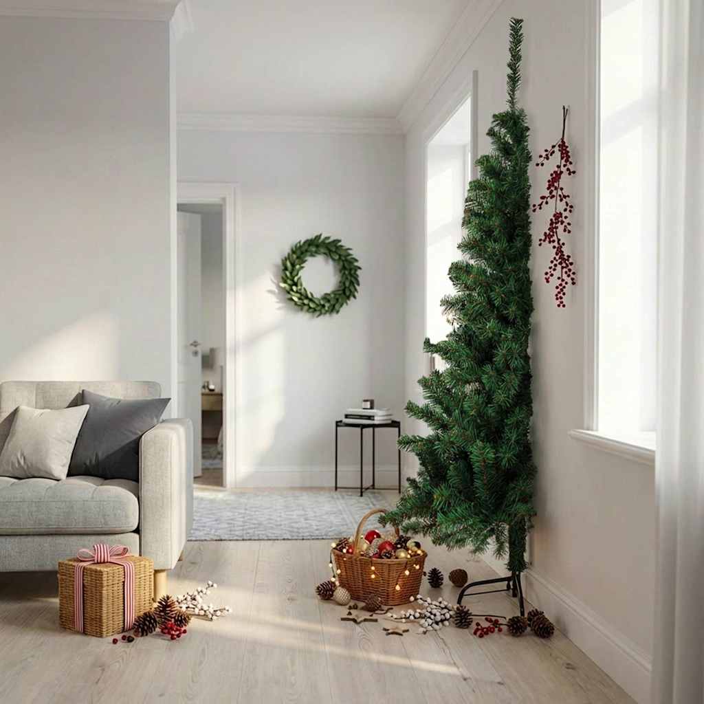 Artificial Half Christmas Tree with Stand Green 210 cm PVC