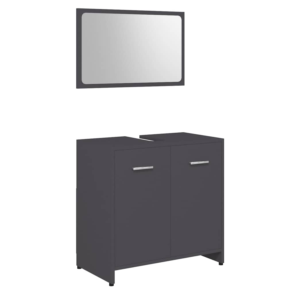 Bathroom Furniture Set Grey Engineered Wood