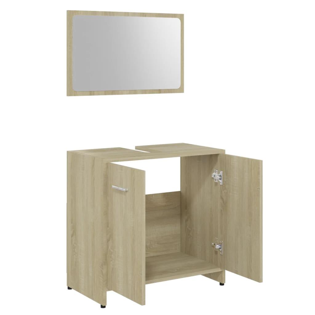 Bathroom Furniture Set Sonoma Oak Engineered Wood