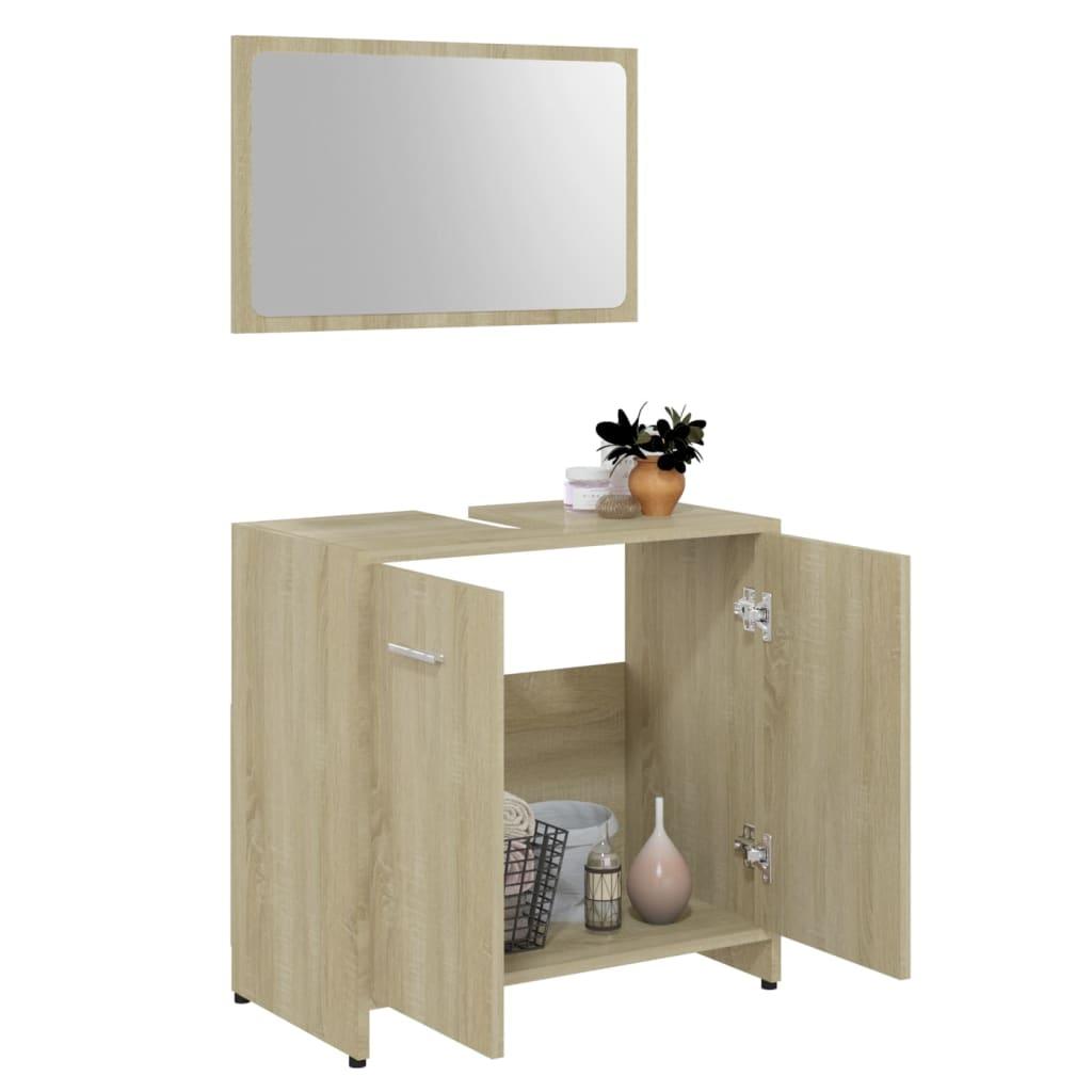 Bathroom Furniture Set Sonoma Oak Engineered Wood