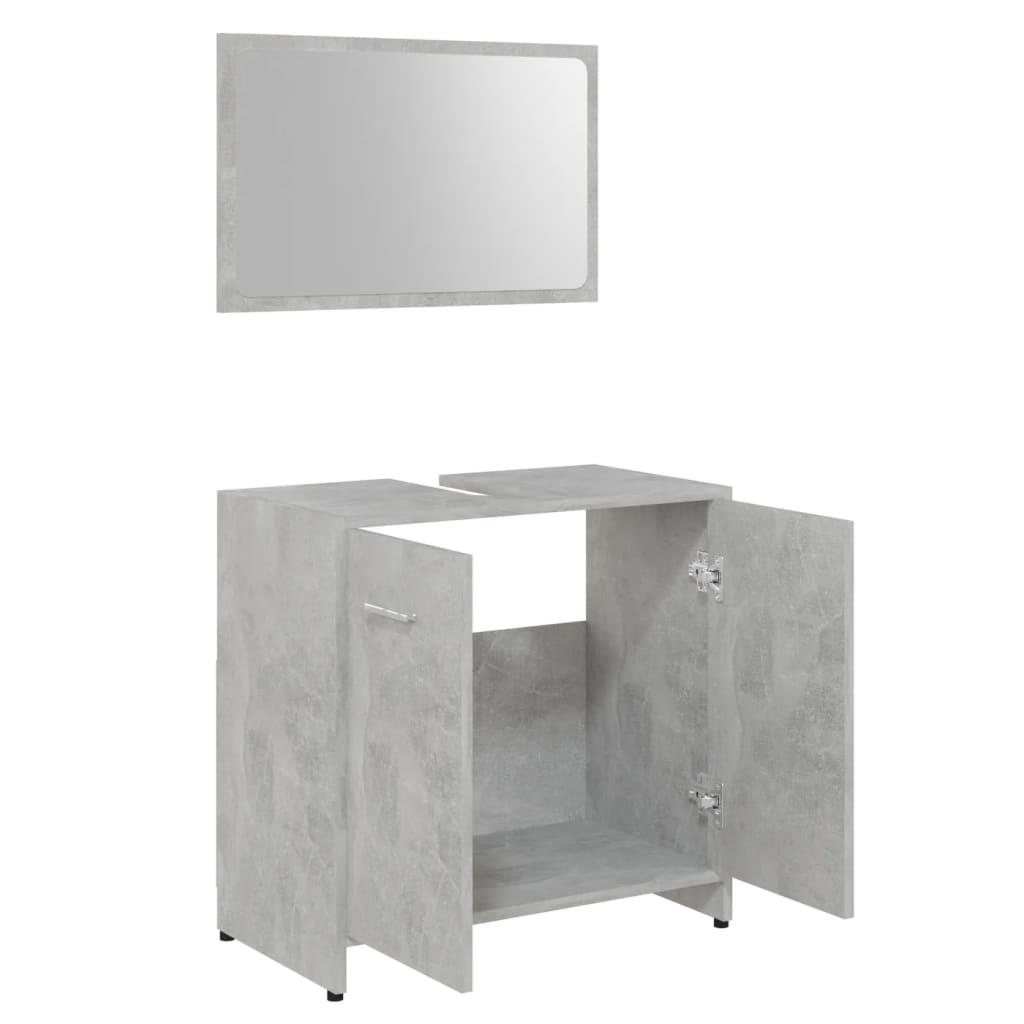 Bathroom Furniture Set Concrete Grey Engineered Wood