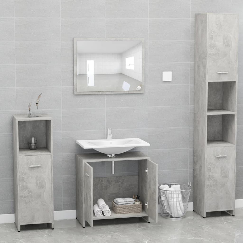 Bathroom Furniture Set Concrete Grey Engineered Wood