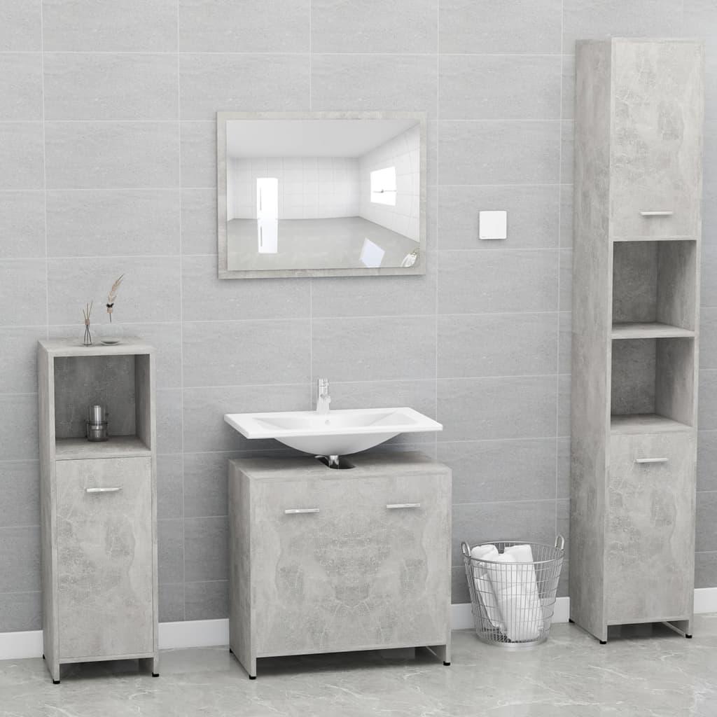 Bathroom Furniture Set Concrete Grey Engineered Wood