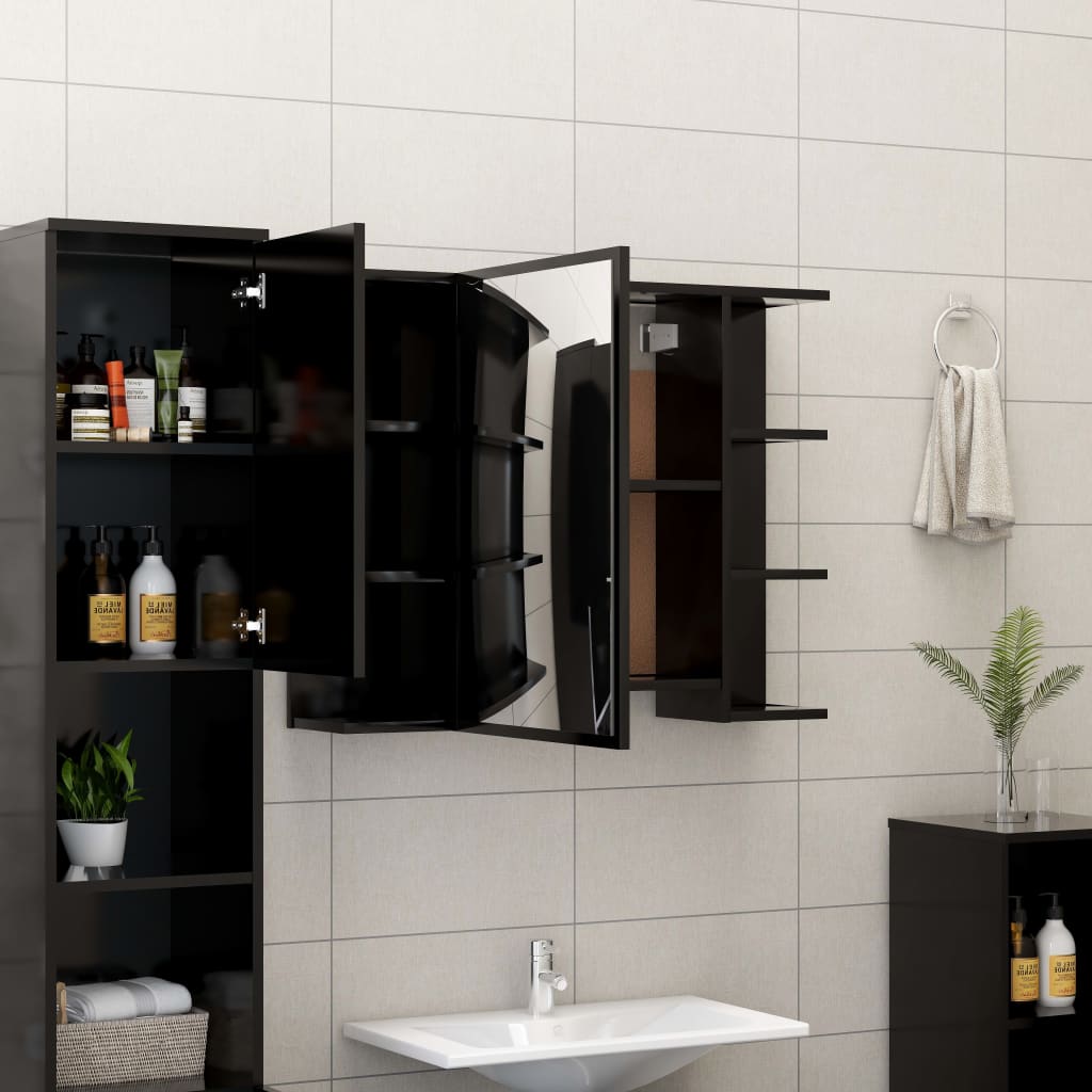 Bathroom Mirror Cabinet Black 80x20.5x64 cm Engineered Wood