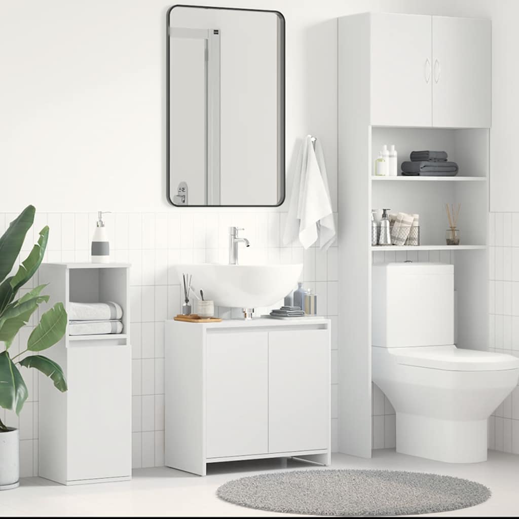 Bathroom Cabinet White 60x33x61 cm Engineered Wood