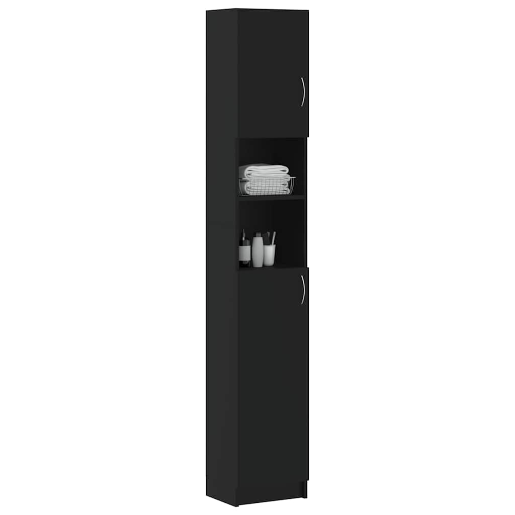 Bathroom Cabinet Black 32x25.5x190 cm Engineered Wood