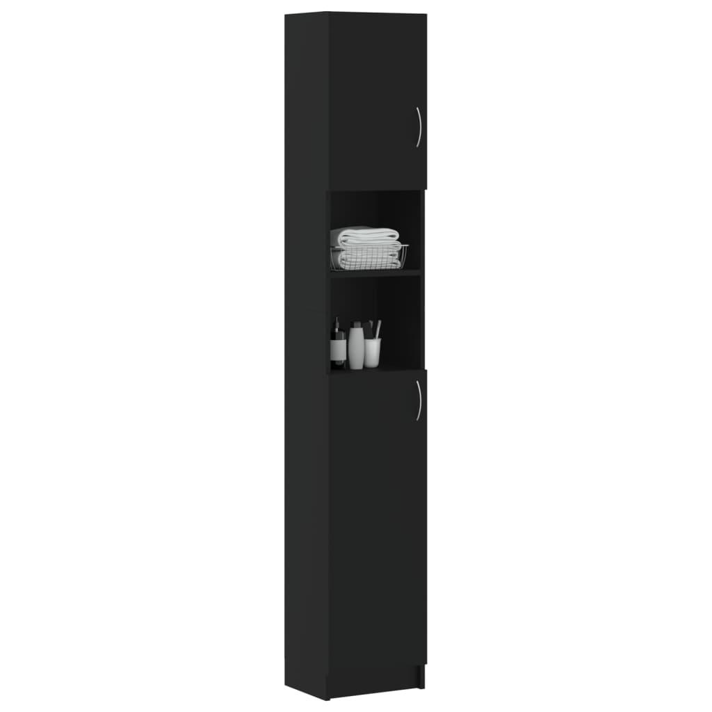 Bathroom Cabinet Black 32x25.5x190 cm Engineered Wood
