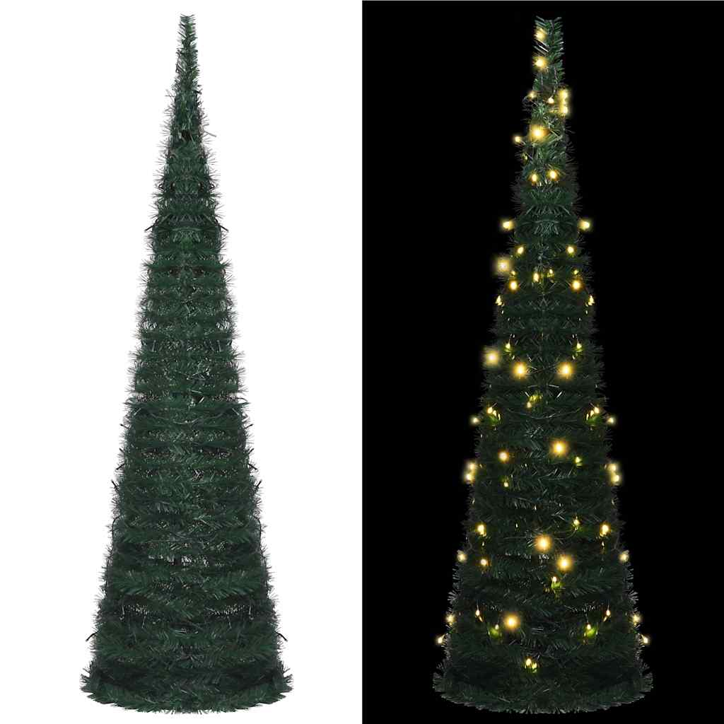 Pop-up String Artificial Pre-lit Christmas Tree Green 210 cm