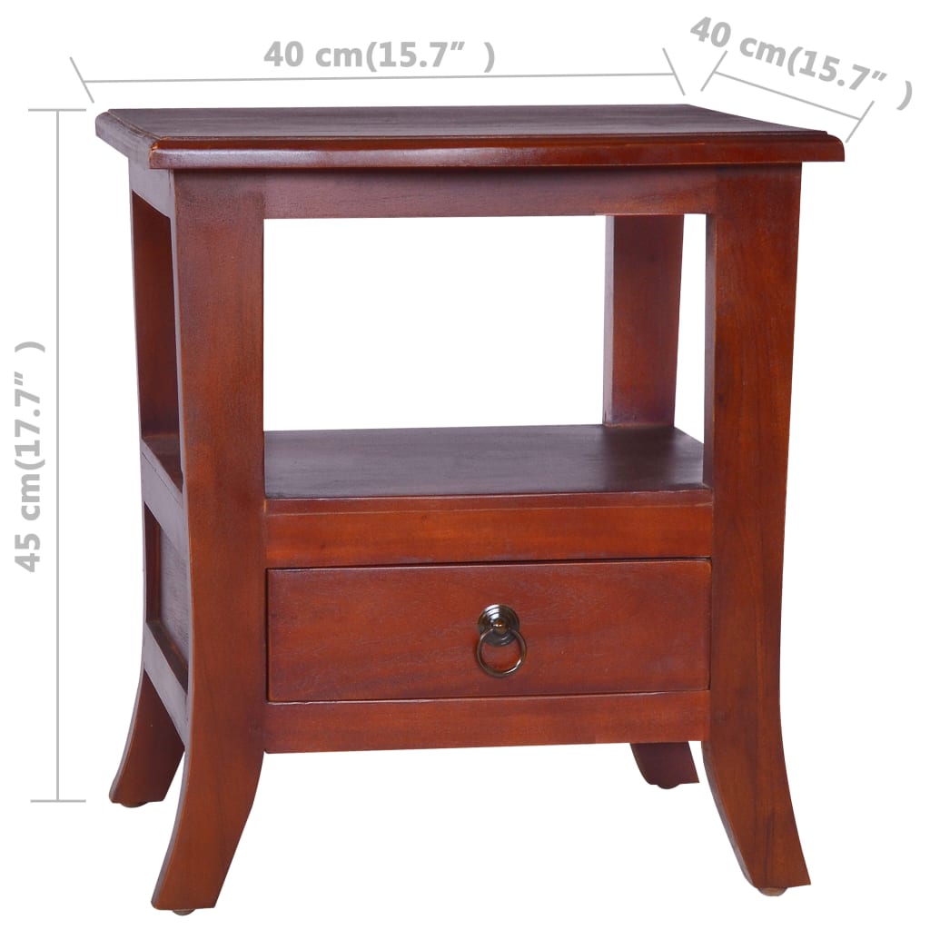 Bedside Cabinet Classical Brown Solid Mahogany Wood