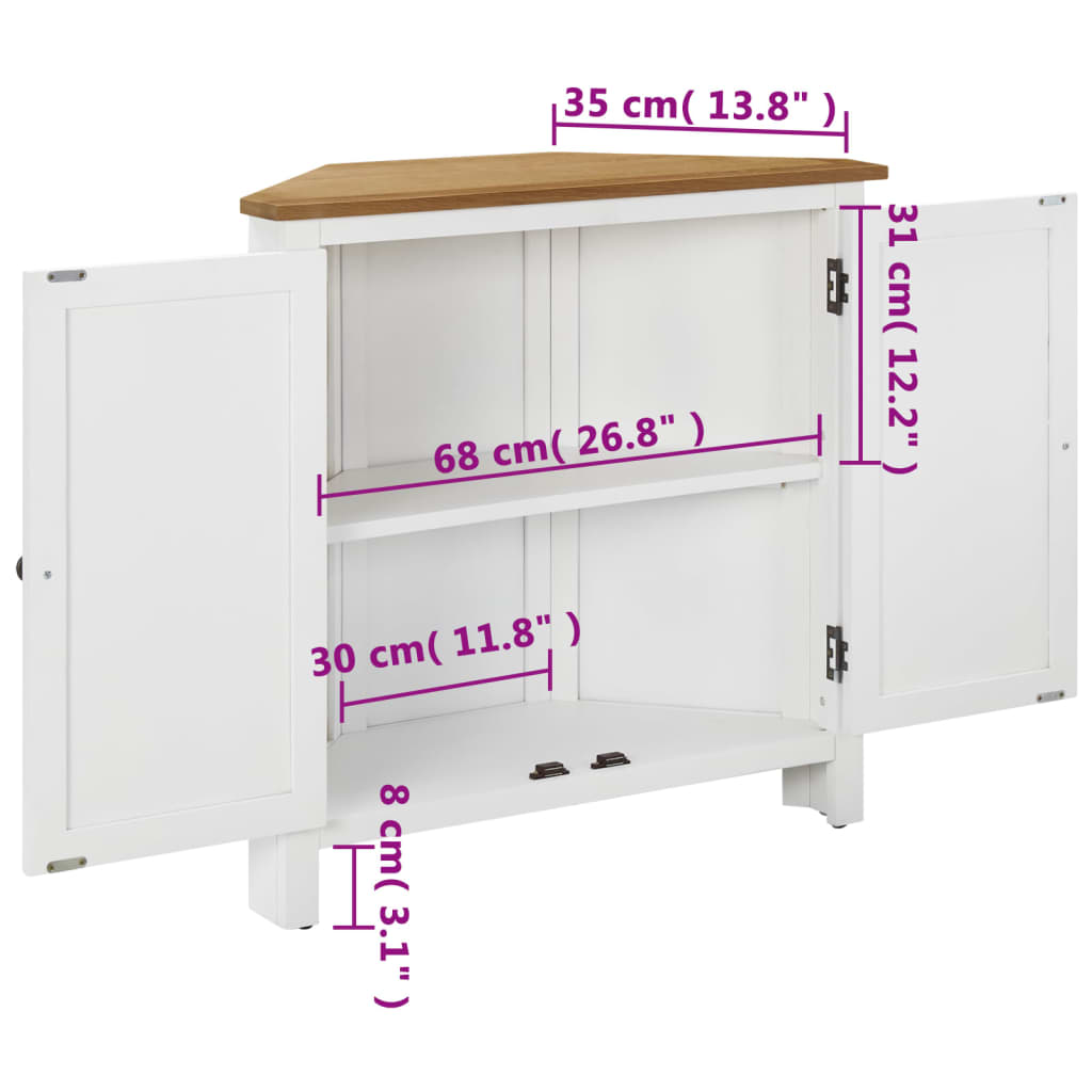 Corner Cabinet 80x33.5x78 cm Solid Oak Wood