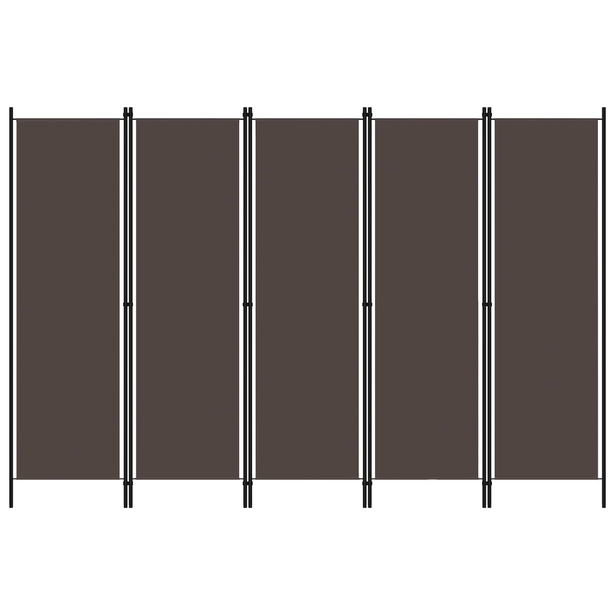 5-Panel Room Divider Brown 250x180 cm